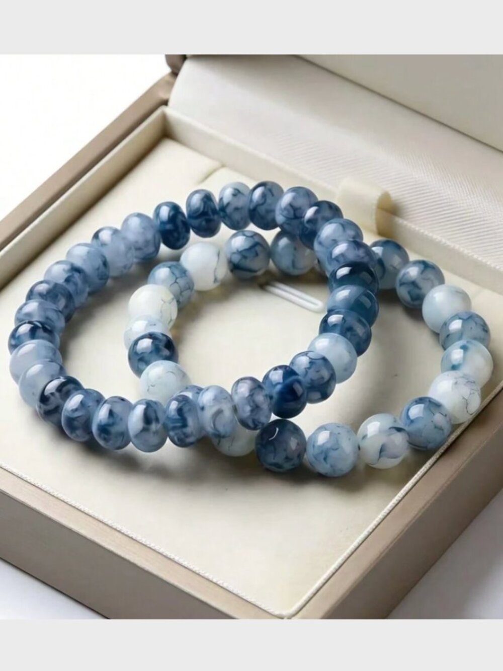Set of 2 Stone Bracelets, Blue
